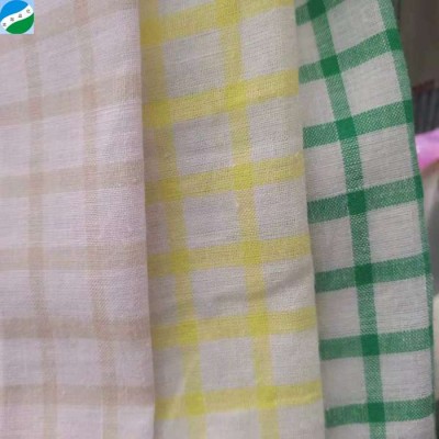 Hot Sell Good Quality Small Batch Cotton Linen Yard Dyed Check Fabric In Stock Lot Telas